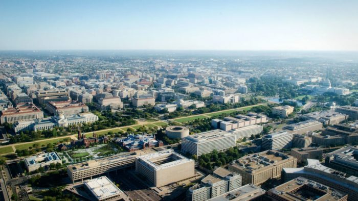 aerial view of National Mall