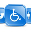 graphic of international symbols for various accessibility accommodations, hearing impaired, wheelchair, etc