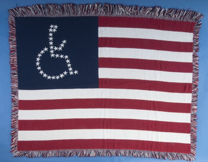 Flag blanket with wheelchair symbol made of stars