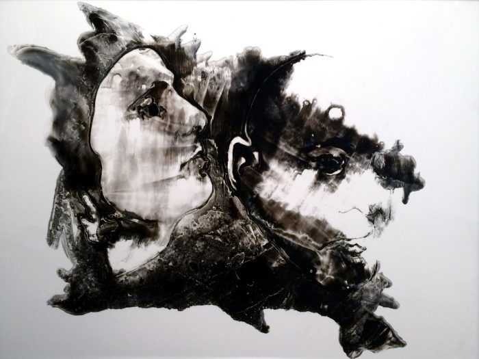 Sumi ink on mylar painting