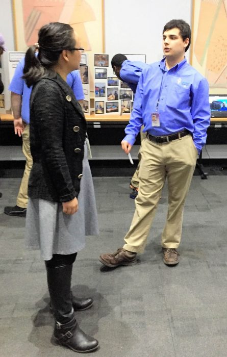 Two people in conversation at Project Search event