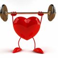 graphic of heart lifting weights