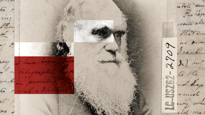 composite photo of Darwin and letter