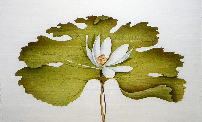 embroidered weaving of lotus flower