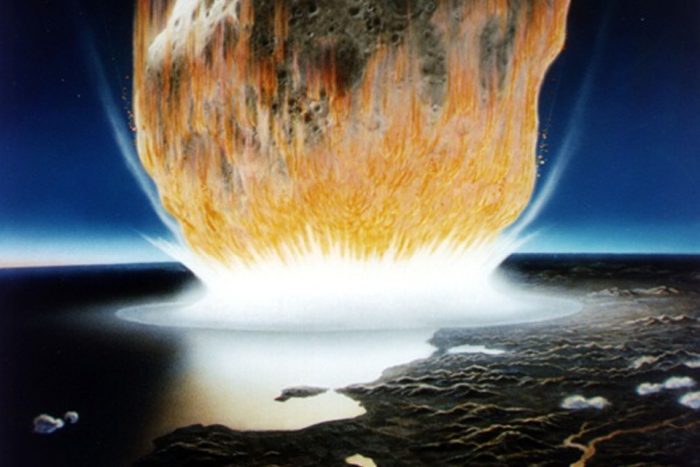 artists rendering of asteroid strike