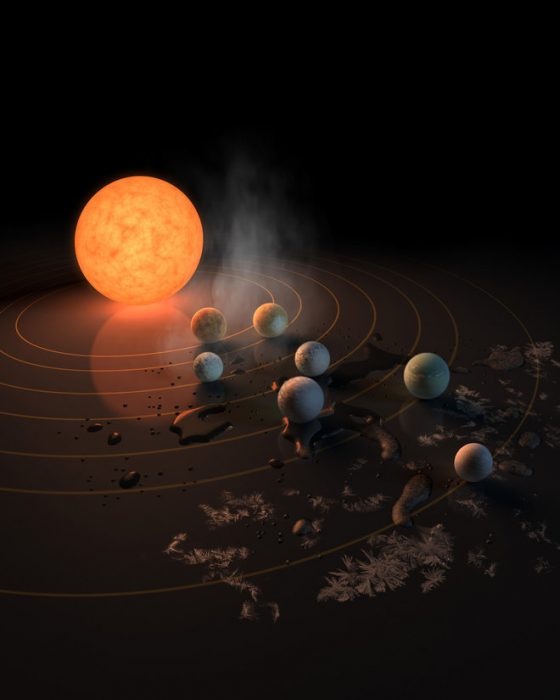 Artists rendering of planets orbiting sun