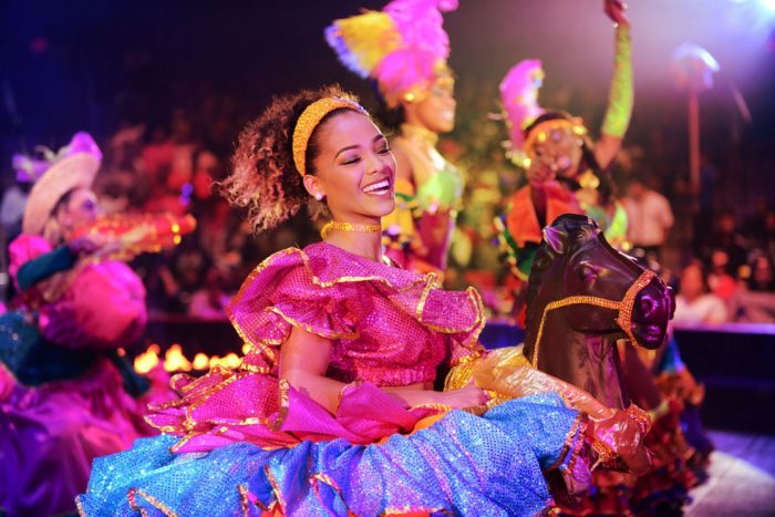 Performer in colorful costume