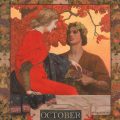 Art Nouveau painting of young couple in autumn colors