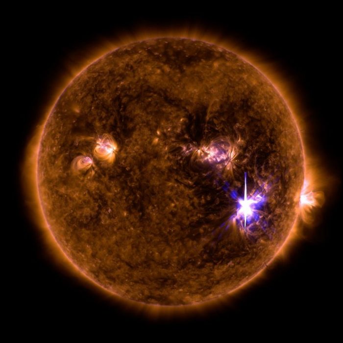 Image of sun showing solar flares