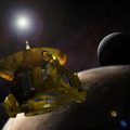 Artist's rendering of New Horizons spacecraft approaching planet