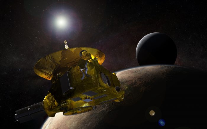 Artist's rendering of New Horizons spacecraft approaching planet