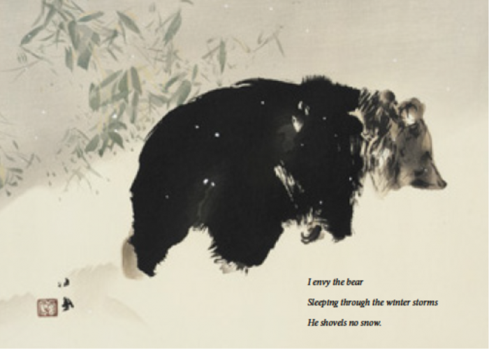 Watercolor of bear in the snow