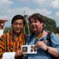 Tinsley poses for photo with young Tibetan man