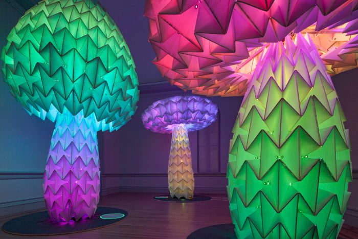 illuminated mushroom sculptures
