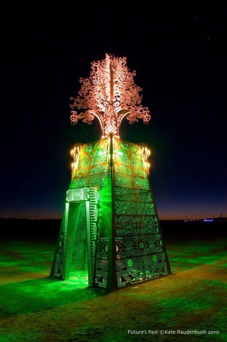 IIluminated sculpture resembling temple