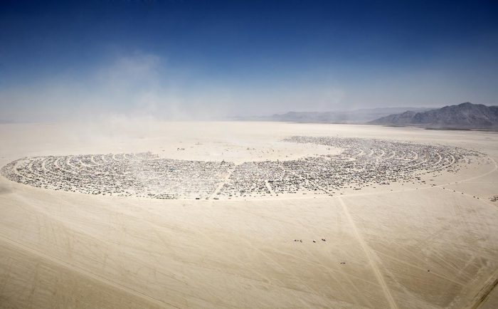 Aerial view of Burning Man Playa