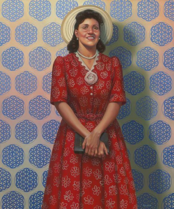 Portrait of Henrietta lacks in red dress