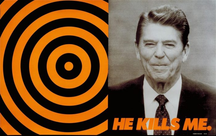 Photo of Ronald Reagan juxtaposed with target