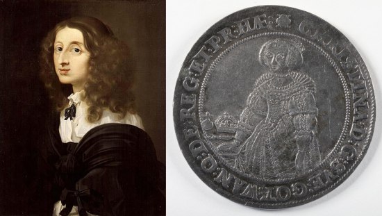 Composite photo of portrait and coin