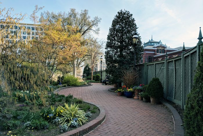 Brick pathway through Ripley Garden