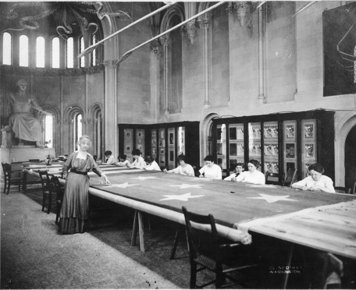 Women working on flag