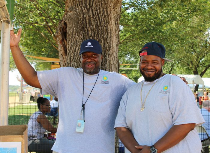 Two guys in Caps and T-shirts