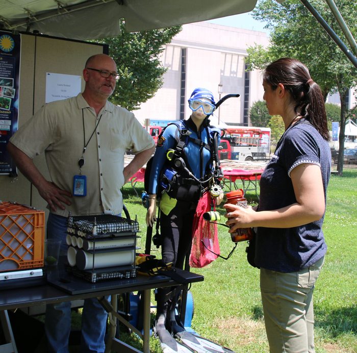 Scientific Diving Program table with mannequin in dive gear