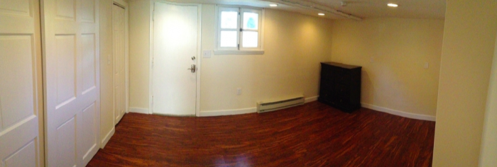 Living room in basement apartment
