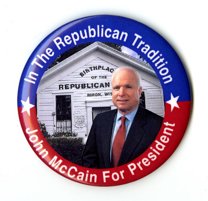 Campaign button featuring John McCain