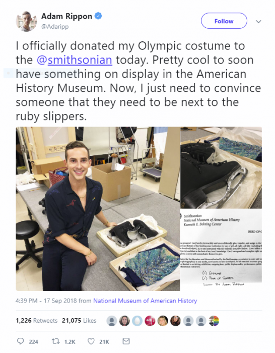 Screenshot of tweet from Adam Rippon