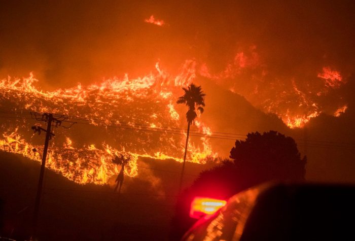 Raging wildfire in California hills