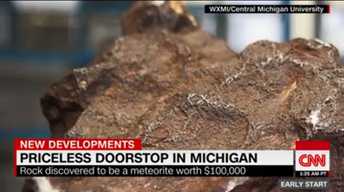 Screenshot of CNN segment on meteorite