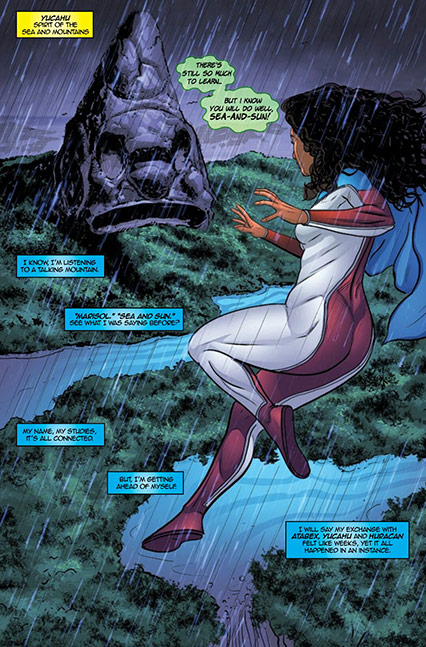 Page from comic book featuring female heroine