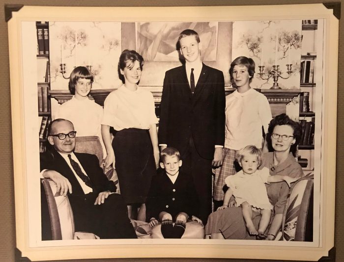 Black and white family photo