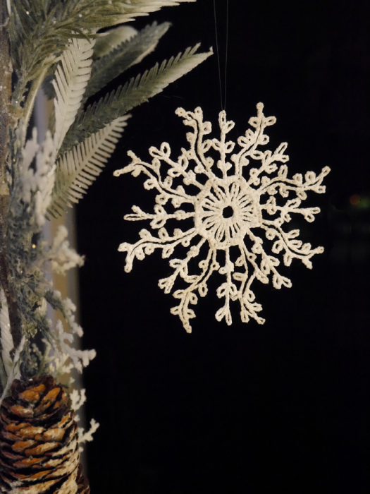 Snowflake design with feathers