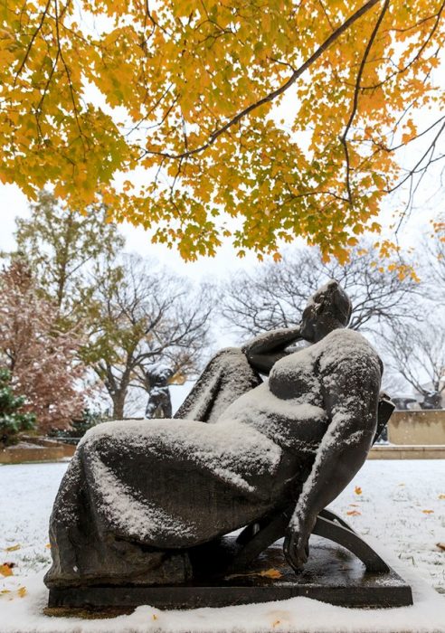 Sculpture covered with snow