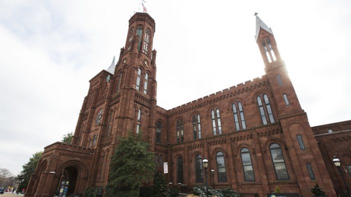 Side view of Smithsonian Castle