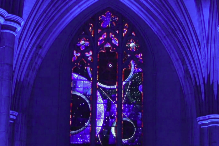 Space stained glass window in National Cathedral