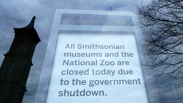 Sign saying Smithsonian Museums are closed