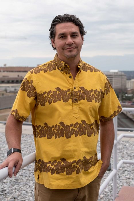 Portrait of Correa wearing Hawaiian Shirt