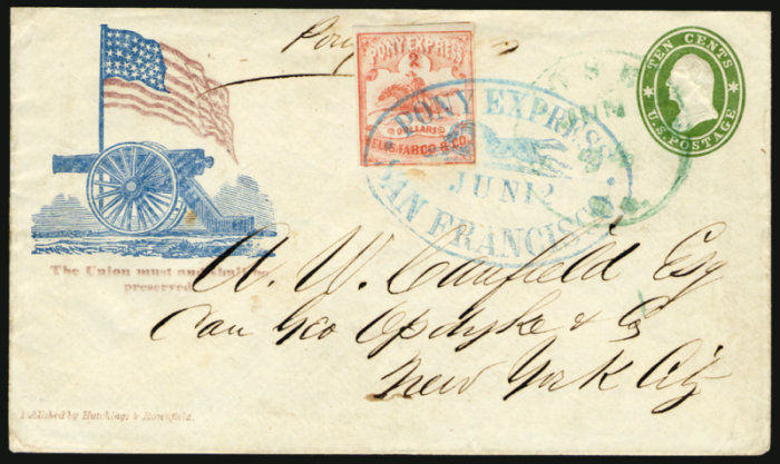 Letter stamped with Pony Express mark