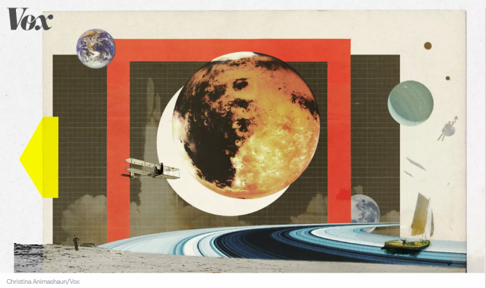 Graphic art collage of space objects