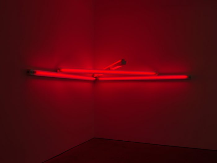red fluorescent light sculpture