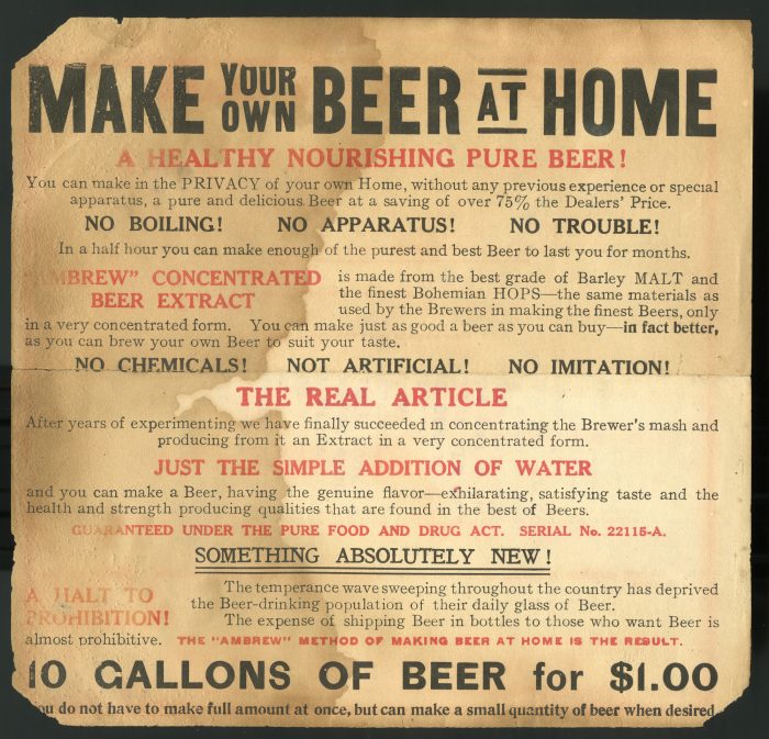 Ad promoting homemade beer