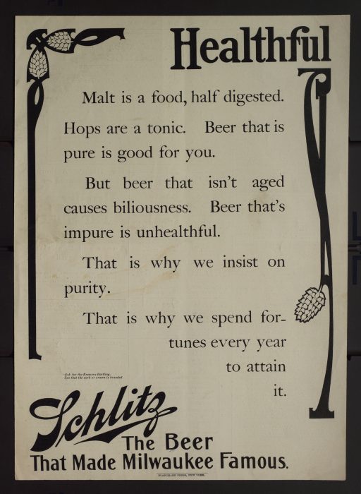 Ad promoting healthful beer