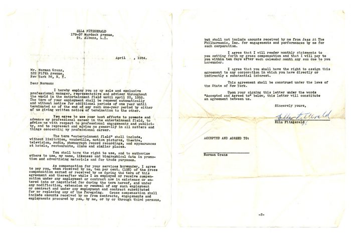 Two-page typewritten contract