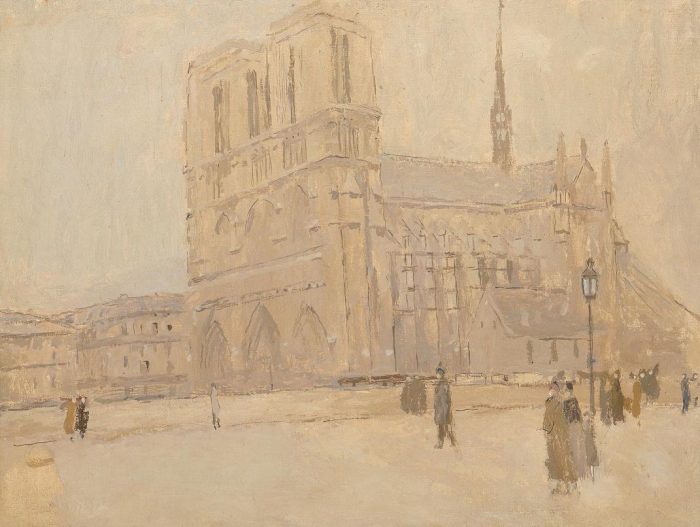 impressionistic painting of Notre Dame