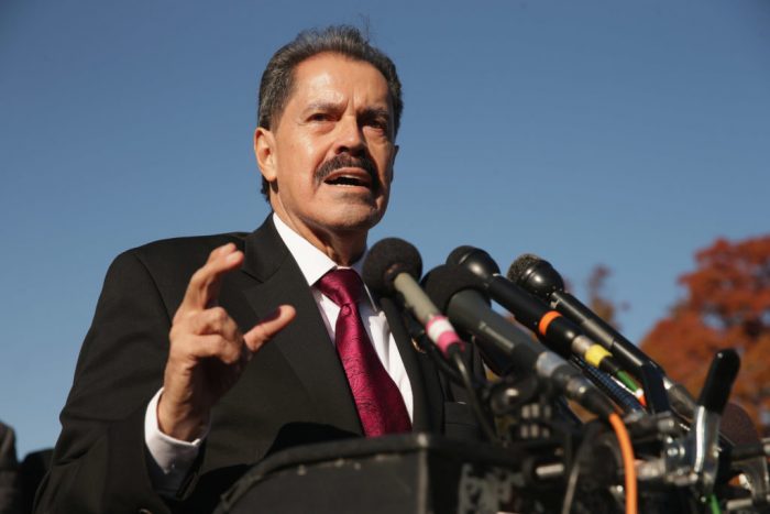 Serrano in front of microphones
