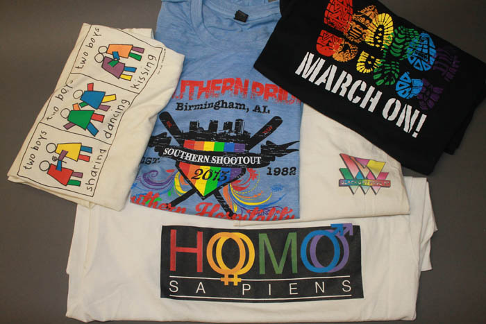 Several T shirts with rainbows
