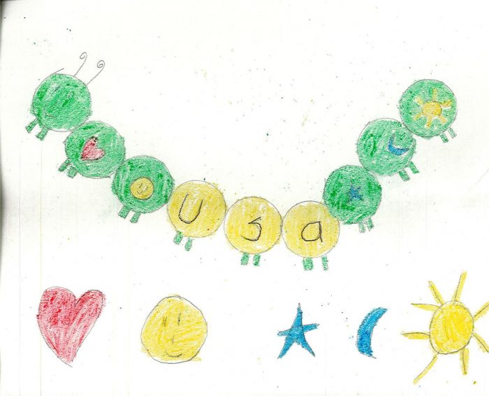 Child's drawing of baloons and USA